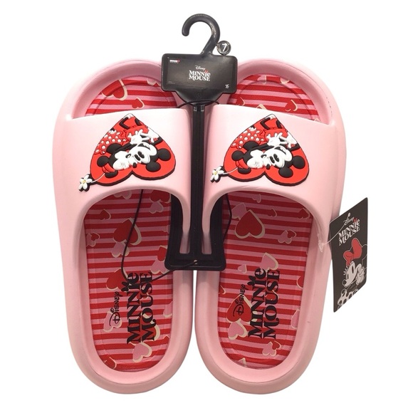 Ground Up Mickey & Minnie in Love Women's Cloud Comfort Flip Flop Slides Size 7 - Picture 2 of 6